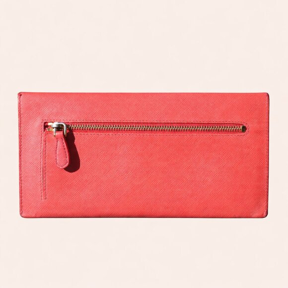 Prada Saffiano Envelope Pouch Clutch Corallo Papaya Red Document Holder - Picture 4 of 10